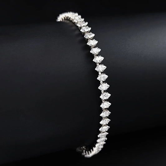 Marquise Cut Luxury Silver Tennis Bracelet
