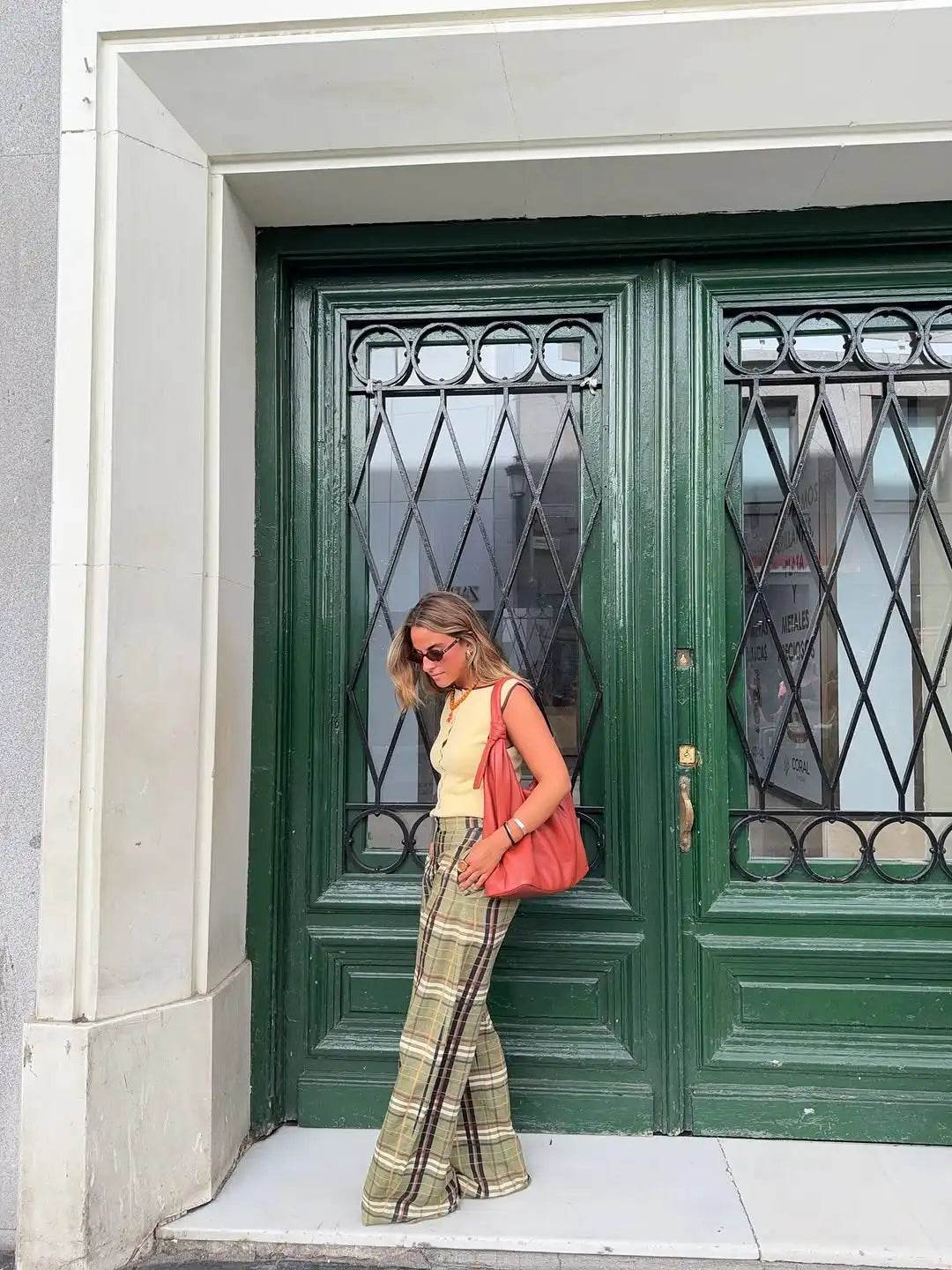 The Chelsea Check High-Waist Trousers - Avelora