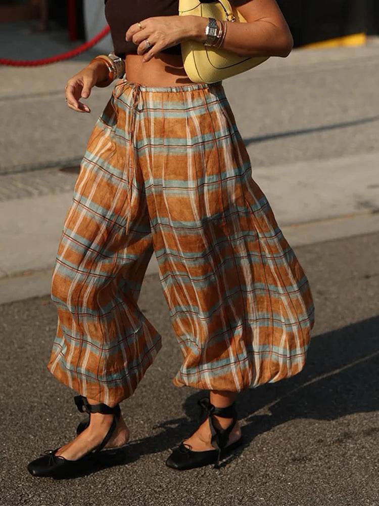 The Chelsea Check High-Waist Trousers - Avelora