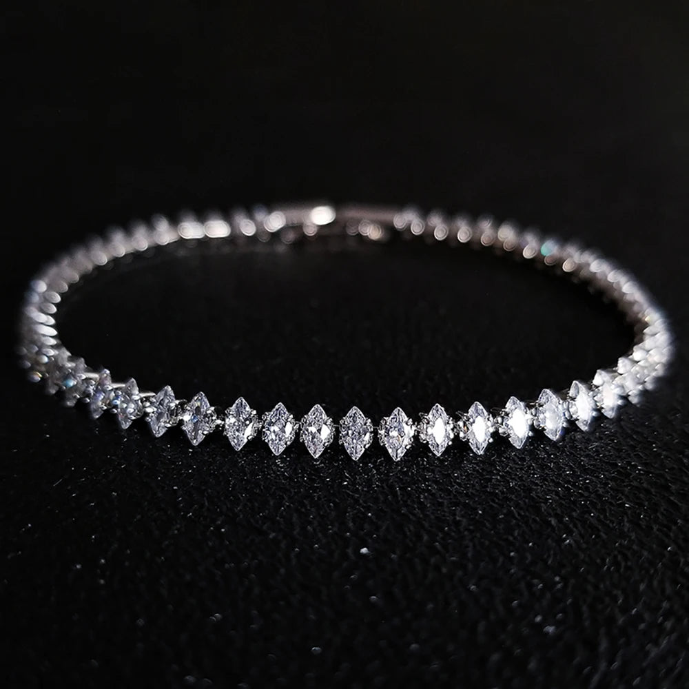 Marquise Cut Luxury Silver Tennis Bracelet