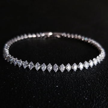Marquise Cut Luxury Silver Tennis Bracelet
