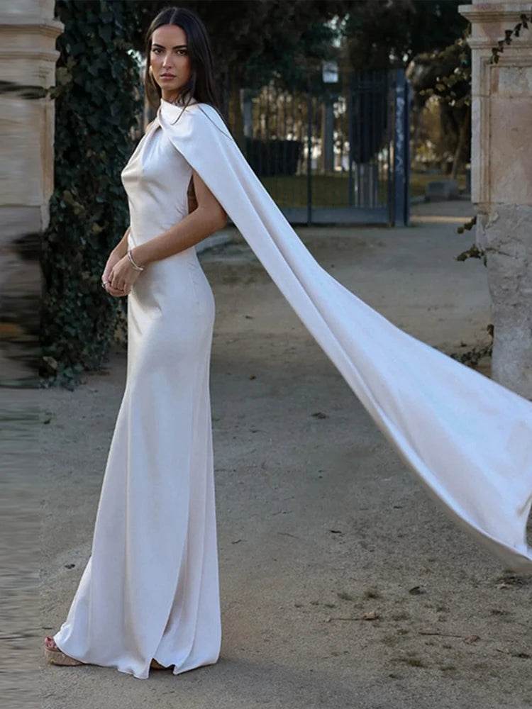 Midnight Satin Halter Gown - Avelora