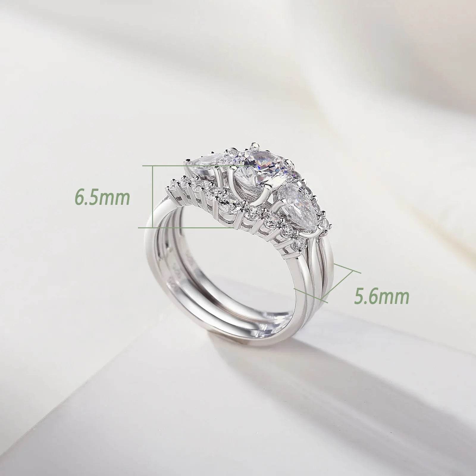 Eternal Bond – Newshe 3Pcs Sterling Silver Bridal & Engagement Ring Set - Avelora