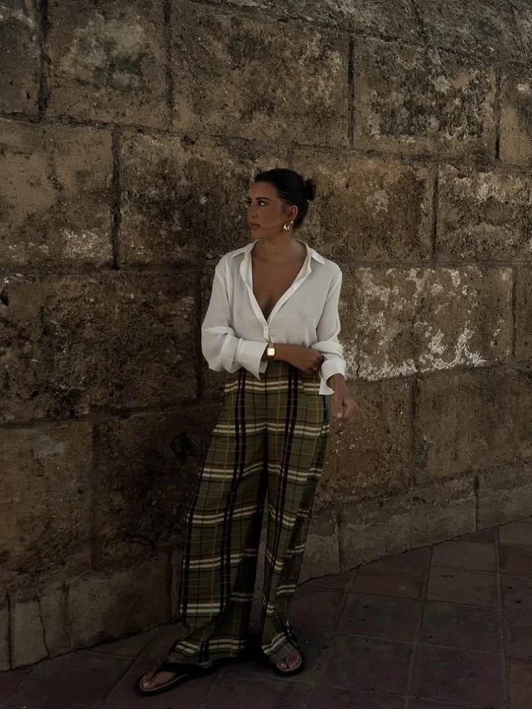 The Chelsea Check High-Waist Trousers - Avelora