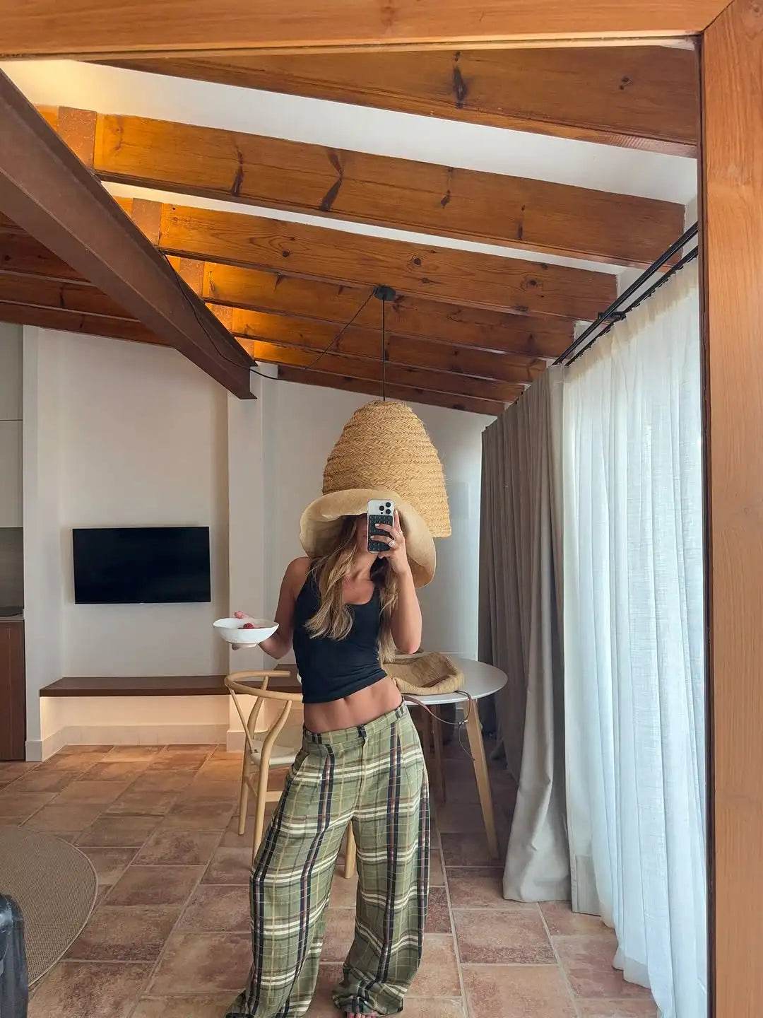 The Chelsea Check High-Waist Trousers - Avelora